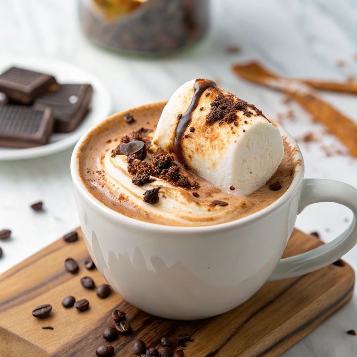 Tazas con bebidas calientes alineadas sobre superficie clara